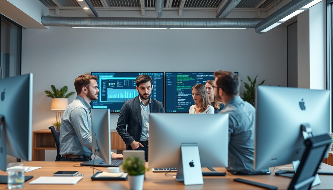 AI software company team and business technology strategy